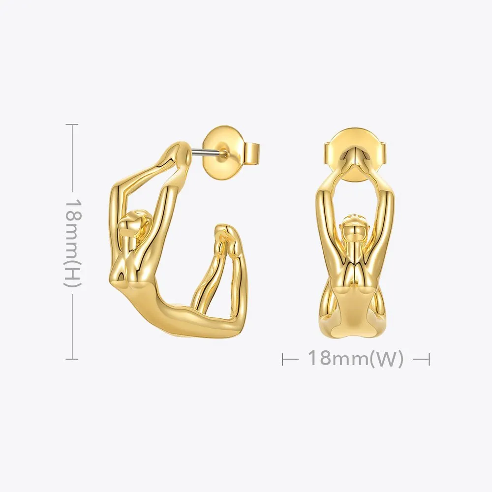 Female Figure 18 Karat Gold Hoop Earrings