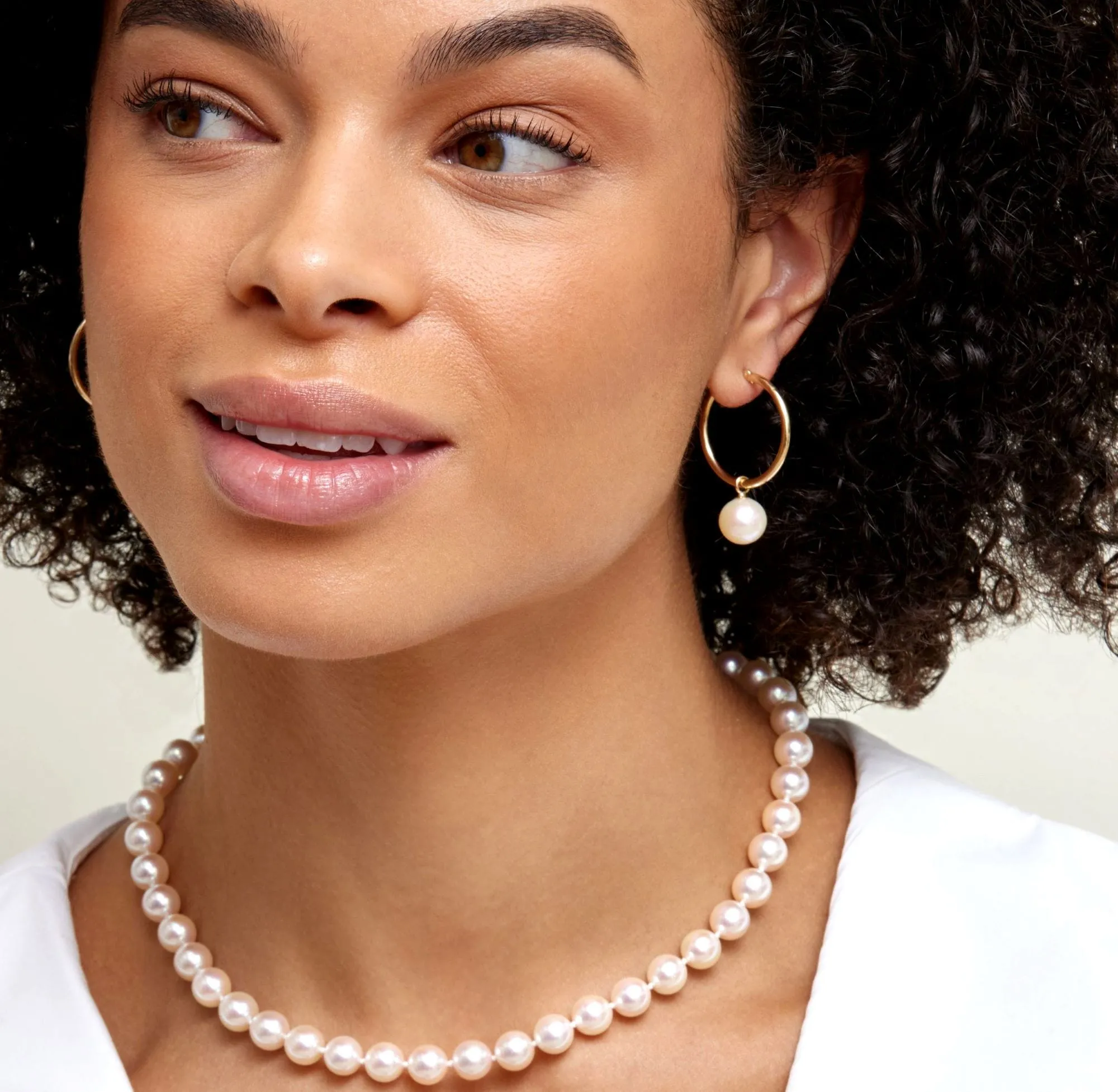 Freshwater Pearl Hoop Leane Dangling Earrings