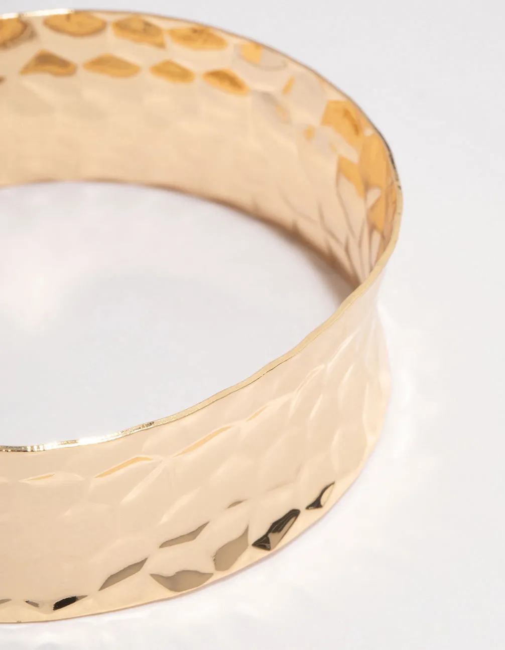 Gold Hammered Open Wrist Cuff