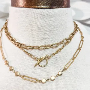 Gold Multi Layer Toggle Necklace