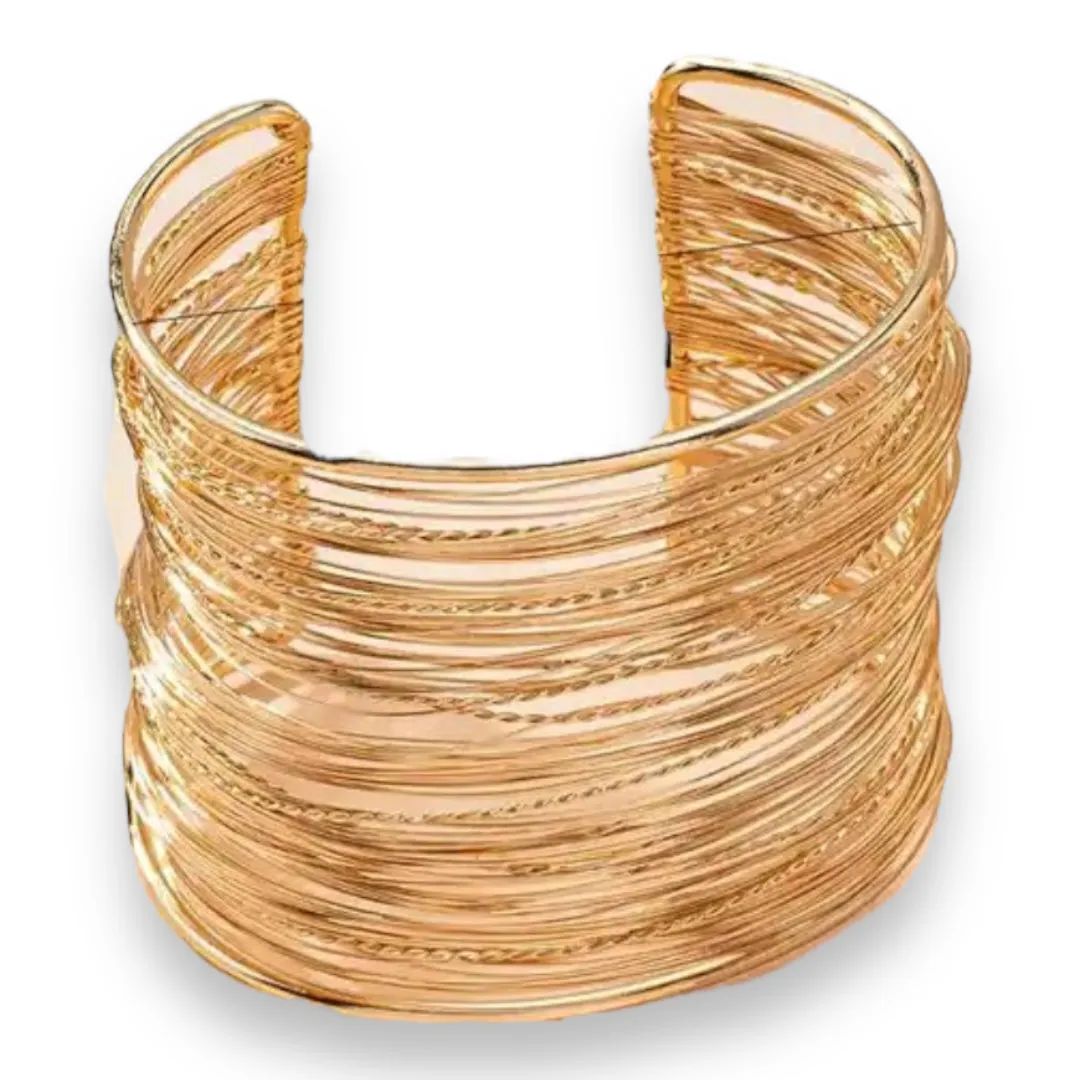 Gold Multi Wire Statement Cuff Bracelet