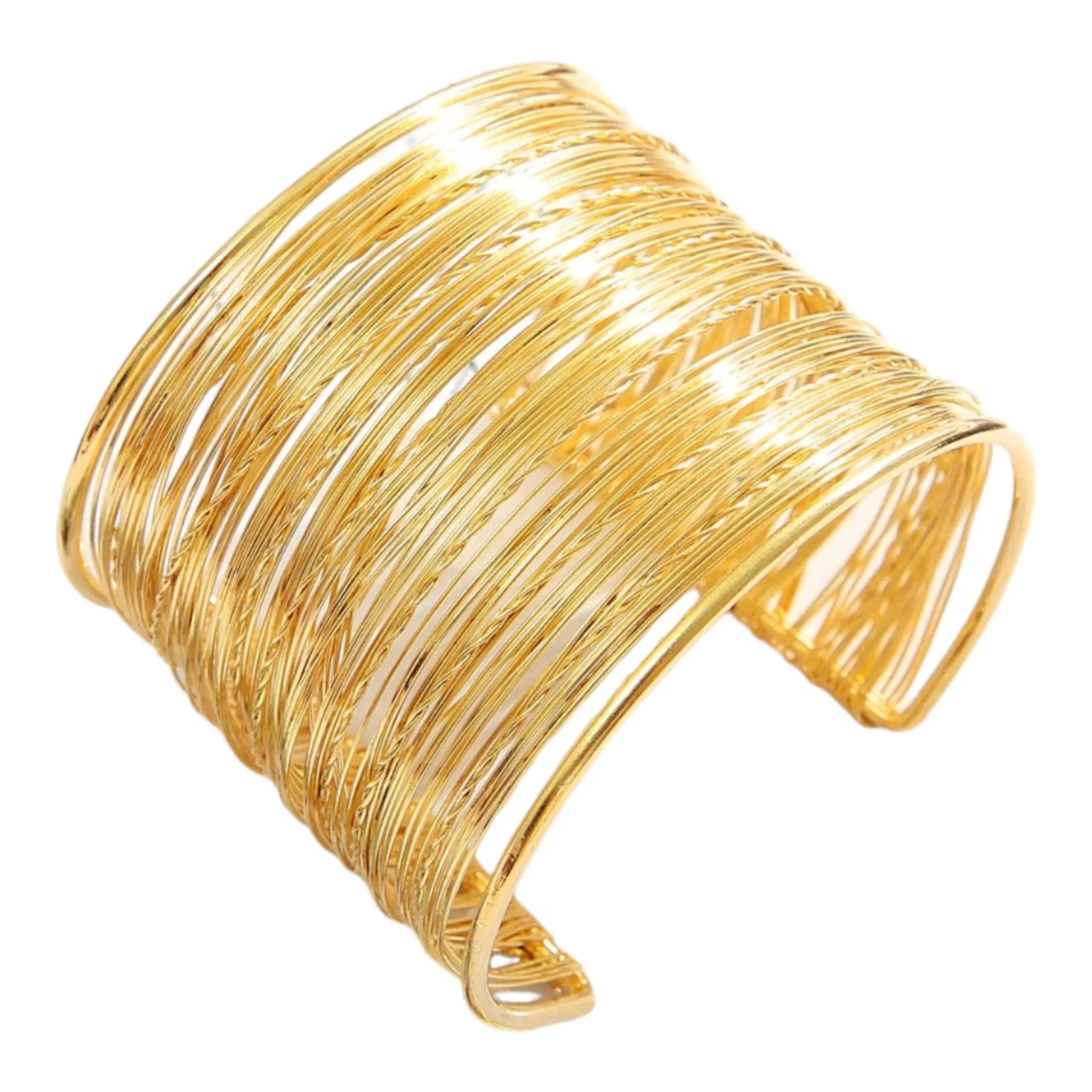 Gold Multi Wire Statement Cuff Bracelet