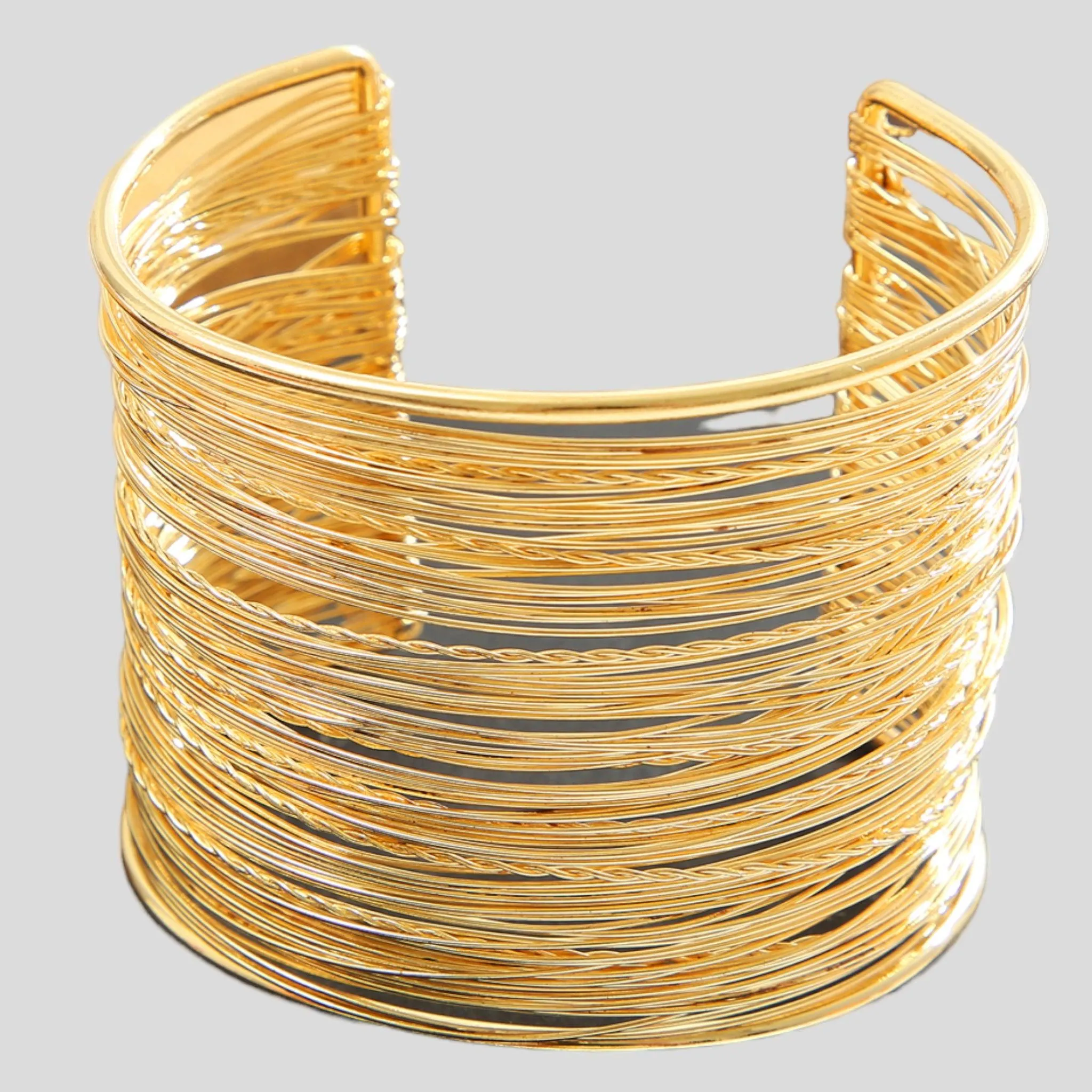 Gold Multi Wire Statement Cuff Bracelet