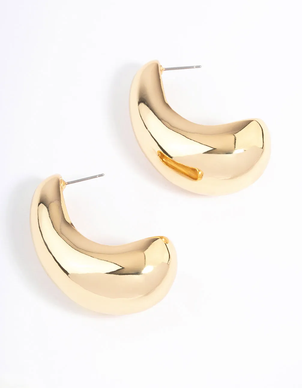 Gold Plated Bold Wide Hoop Earrings