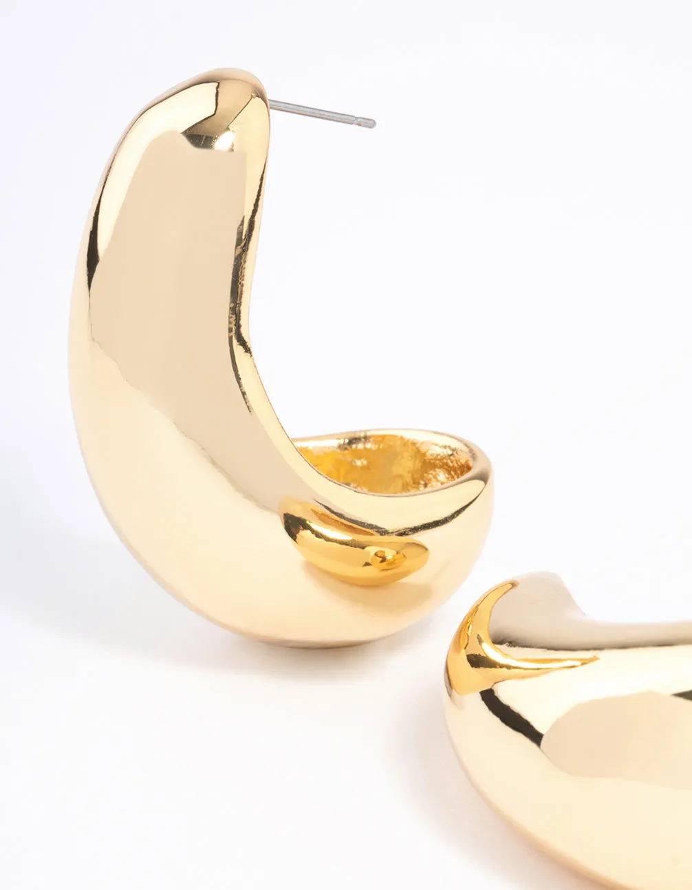 Gold Plated Bold Wide Hoop Earrings