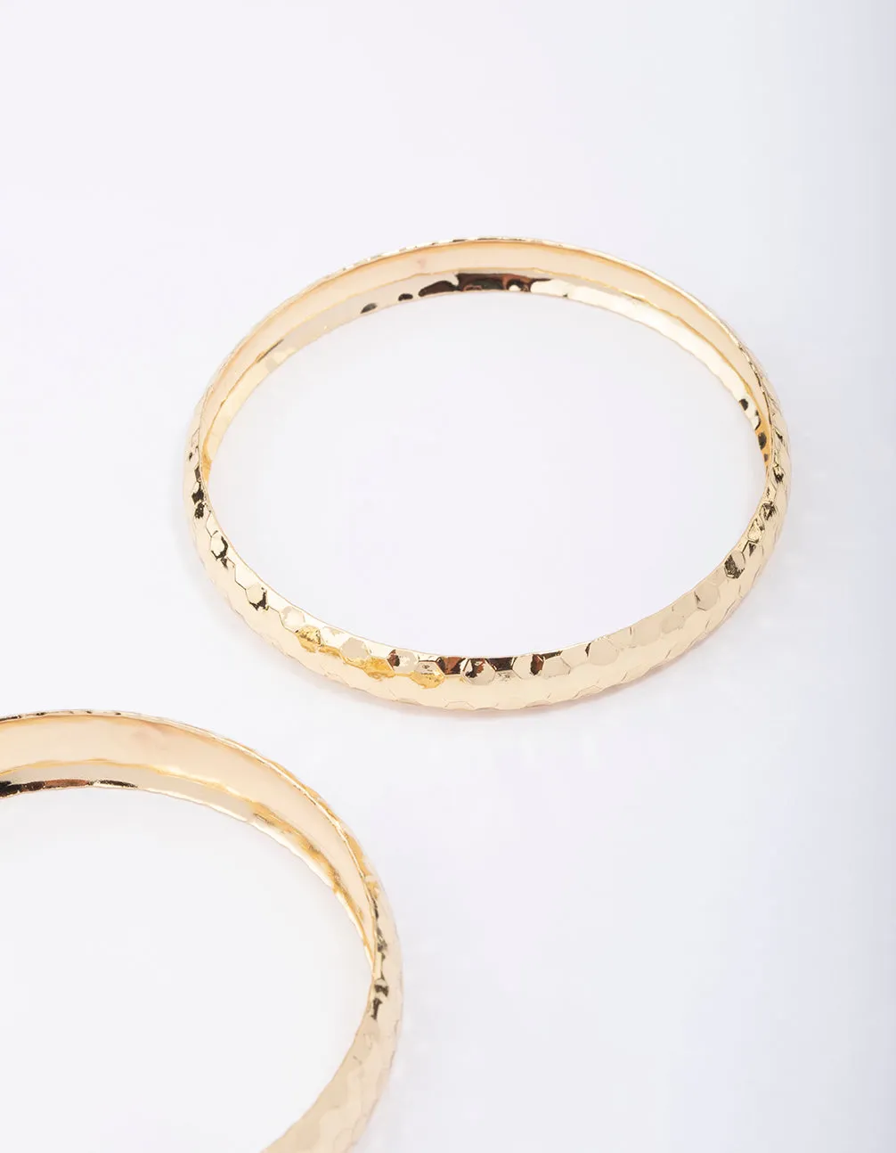 Gold Plated Hammered Bangle Pack