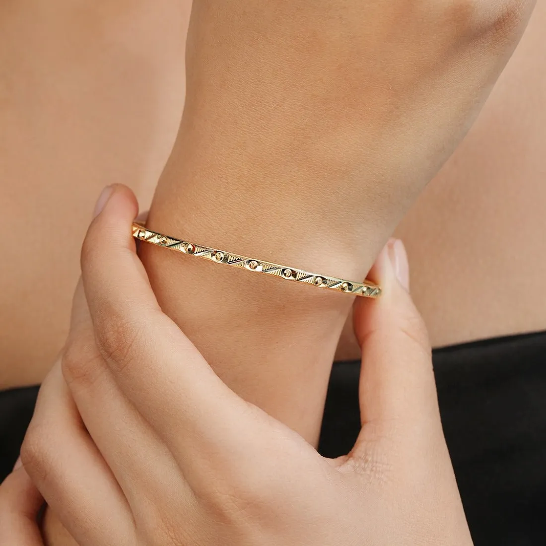 Golden Abstracts Gold Plated 925 Sterling Silver Bangles