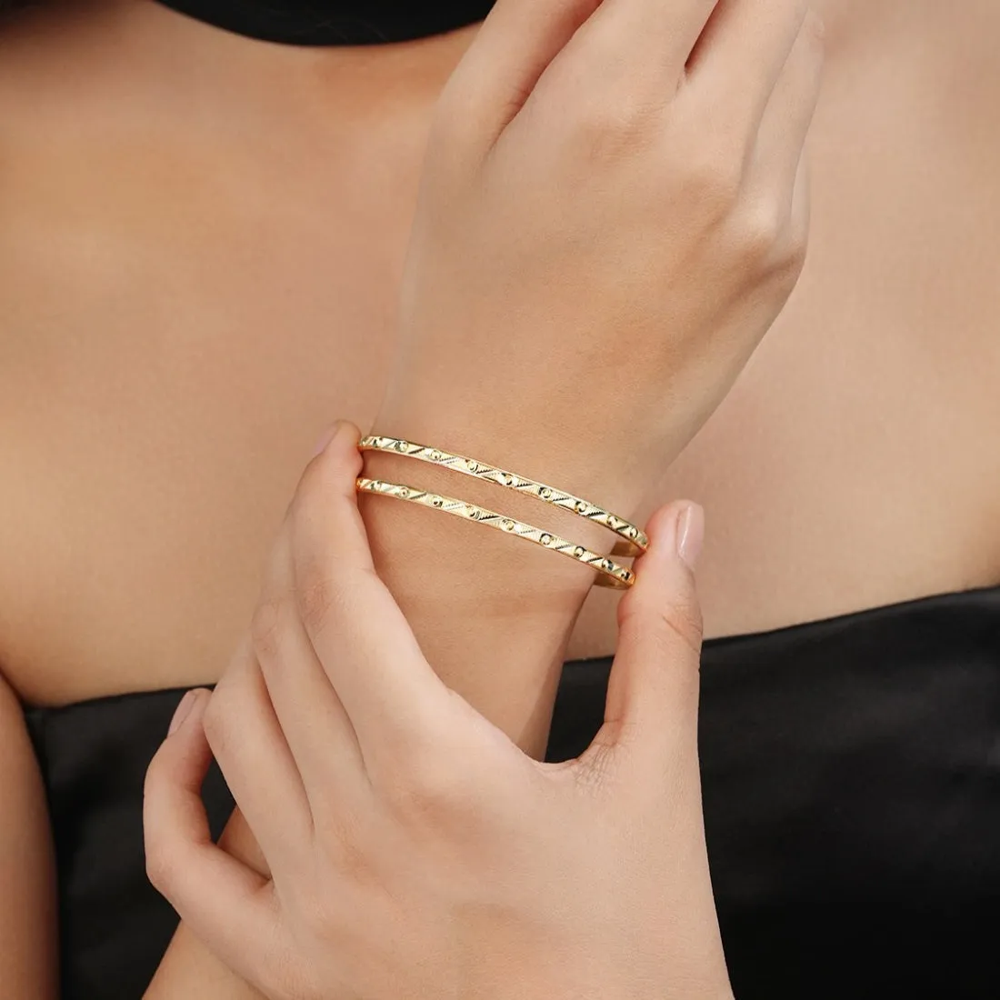 Golden Abstracts Gold Plated 925 Sterling Silver Bangles