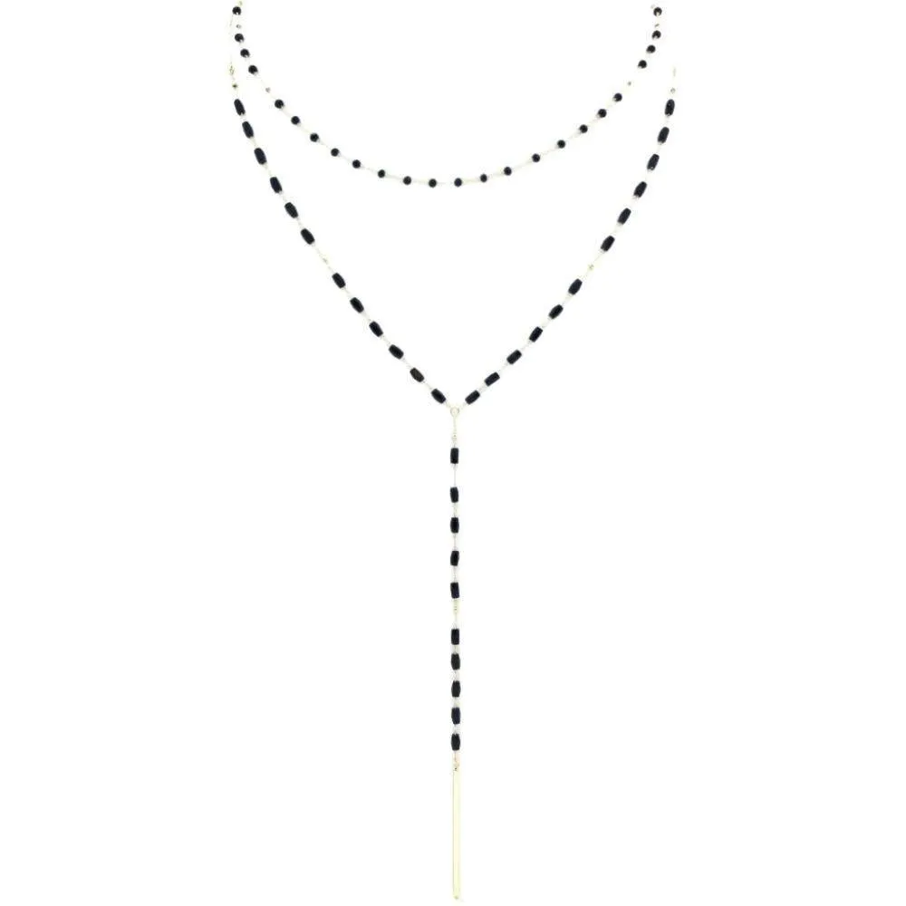 Golden Horizon Layered Necklace, Black