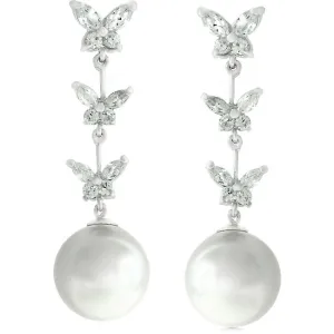 Hiroko Butterfly CZ Pearl Dangle Earings | 1.5ct