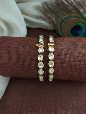 Indulge in Timeless Elegance Gold Plated Polki / Kundan Bangles