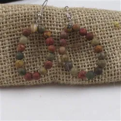 Jasper Gemstone Hoop Beaded Earrings