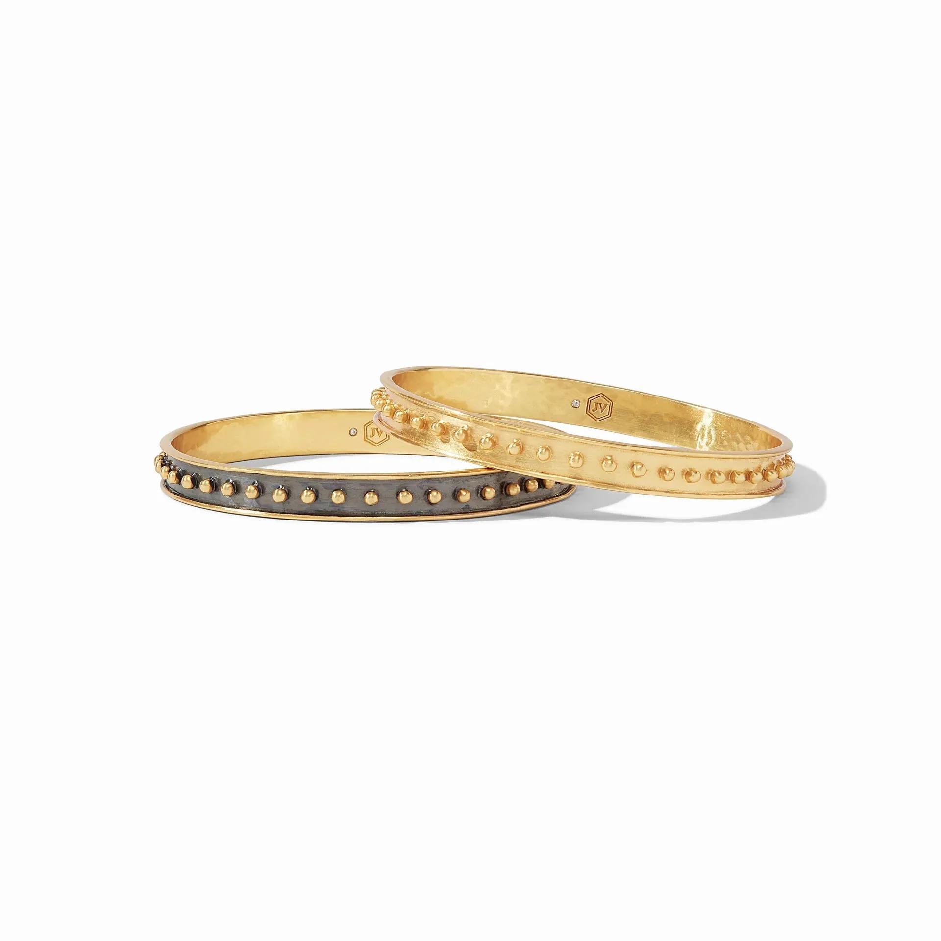 Julie Vos 24K Gold Plated SoHo Mixed Metal Stacking Bangle Bracelet, Medium