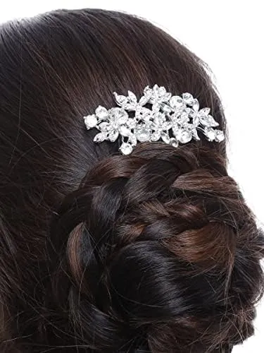 Kairangi Comb Pin for Women Floral Comb Clips for Hair for Women Western Crystal Hair Pin Bridal Hair Accessories for Wedding Side Pin/Comb Pin/Juda Pin Accessories for Women