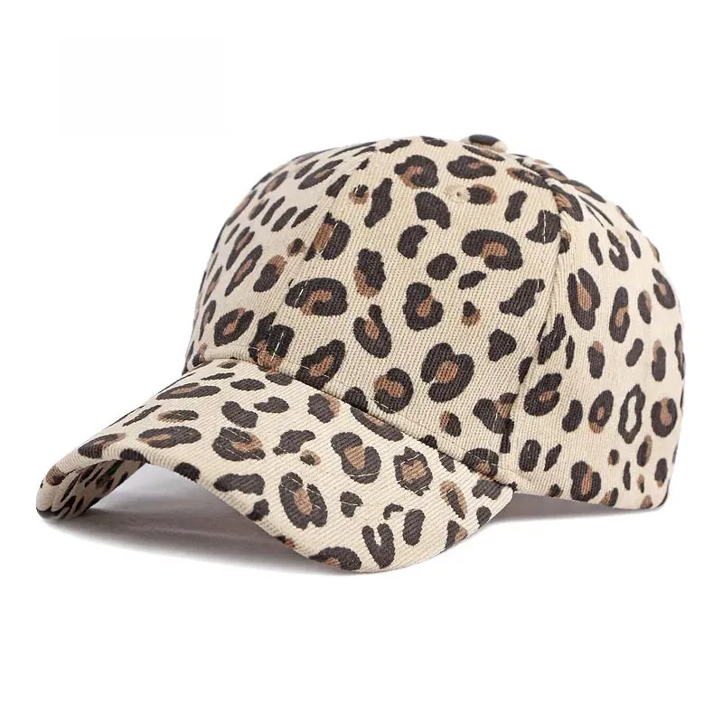 Leopard Corduroy Winter Baseball Cap Retro Cotton Snapback Hat