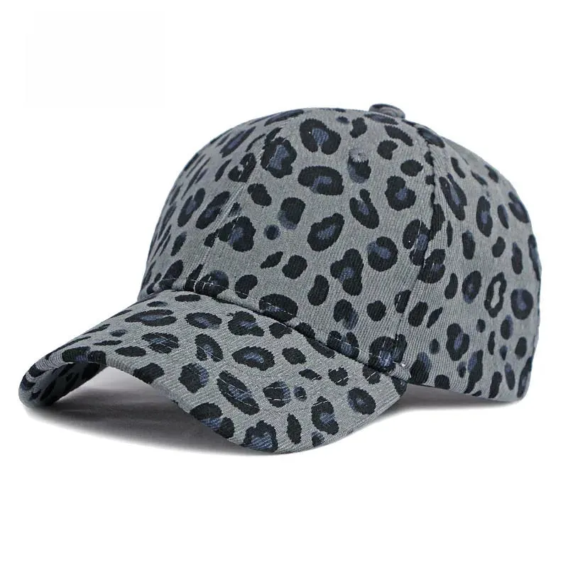 Leopard Corduroy Winter Baseball Cap Retro Cotton Snapback Hat