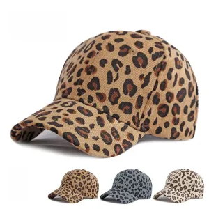 Leopard Corduroy Winter Baseball Cap Retro Cotton Snapback Hat