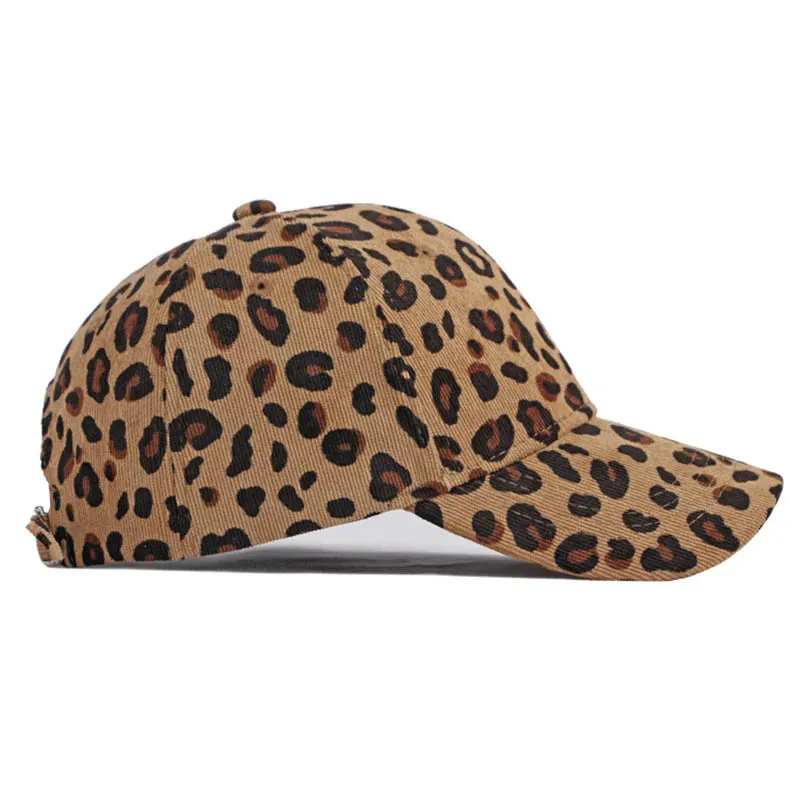 Leopard Corduroy Winter Baseball Cap Retro Cotton Snapback Hat