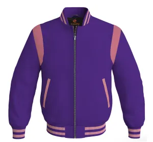 Letterman Baseball Bomber Retro Jacket Purple Body Pink Leather Inserts