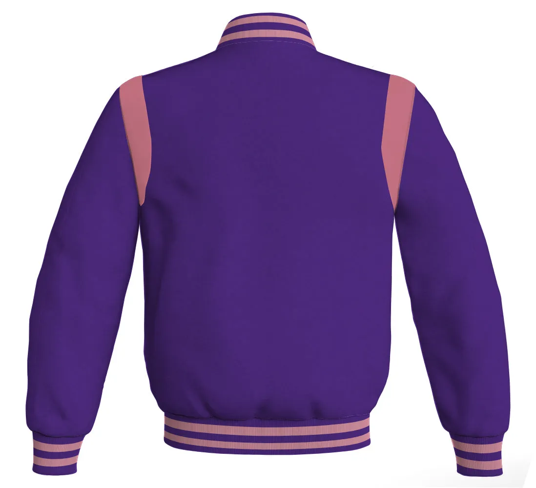 Letterman Baseball Bomber Retro Jacket Purple Body Pink Leather Inserts