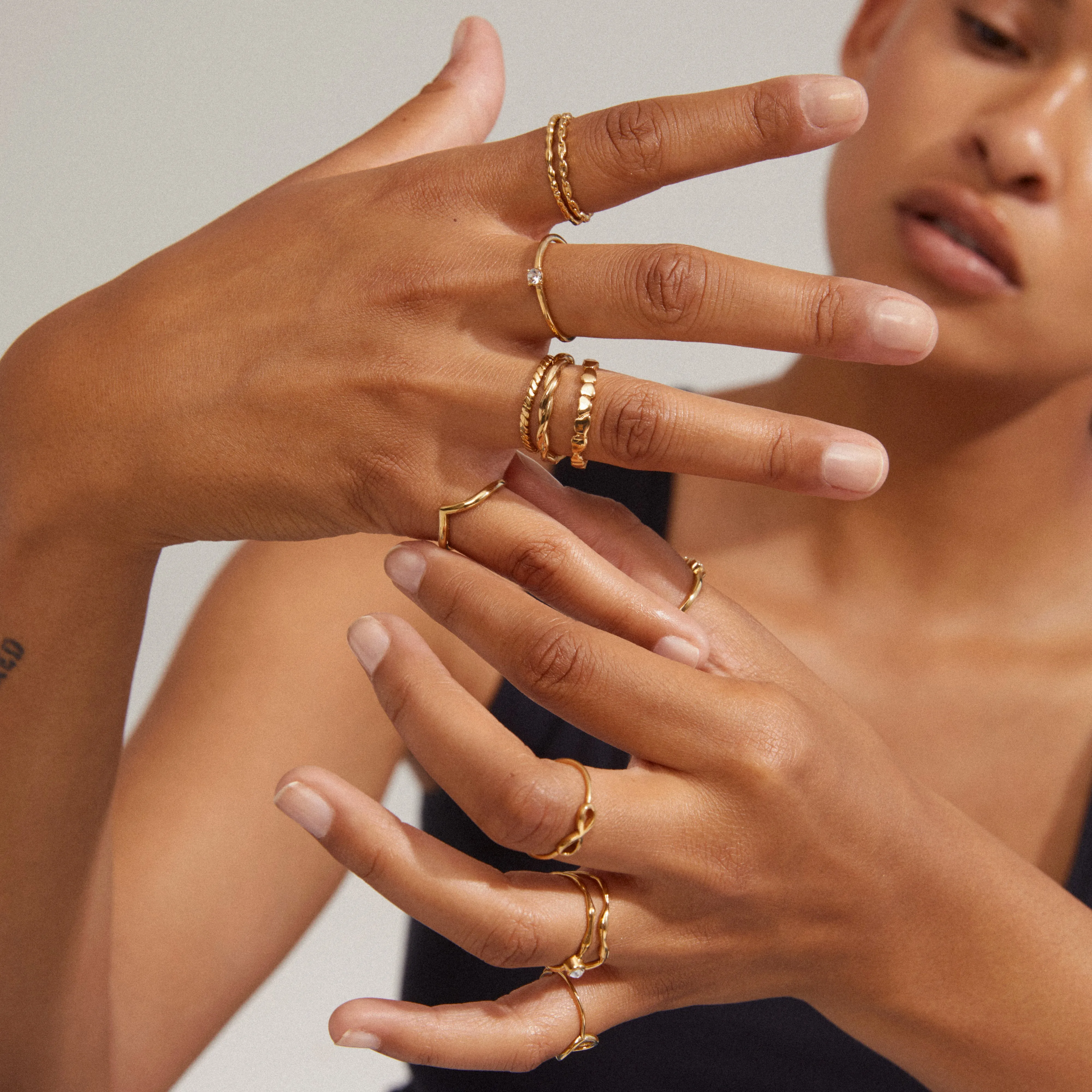 LULU twisted stack ring gold-plated