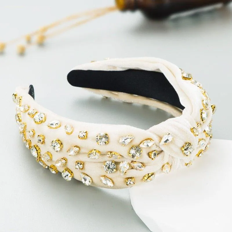 Luxury Velvet Rhinestone Knot Hairband