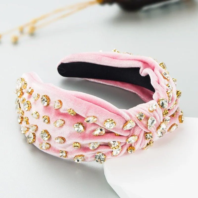 Luxury Velvet Rhinestone Knot Hairband