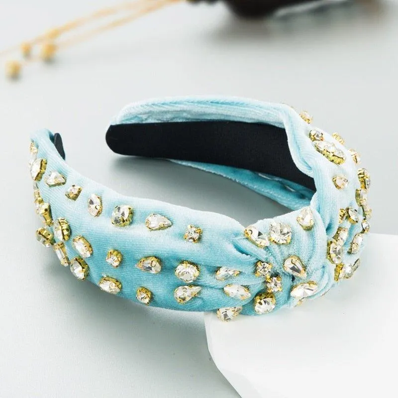 Luxury Velvet Rhinestone Knot Hairband