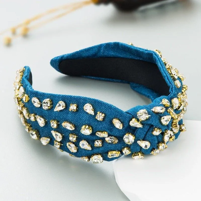 Luxury Velvet Rhinestone Knot Hairband