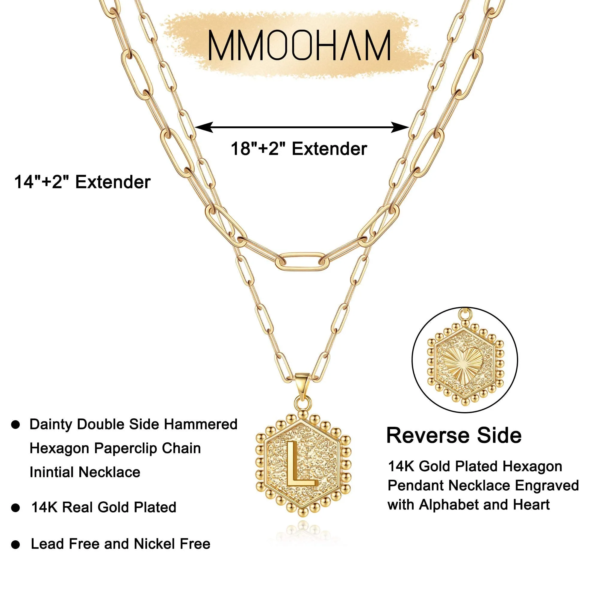 M MOOHAM Dainty Layered Initial Necklaces for Women Trendy - Necklaces for Women Cute Letter Initial L Necklace Choker Necklace Gold Layered Necklaces for Women Girls