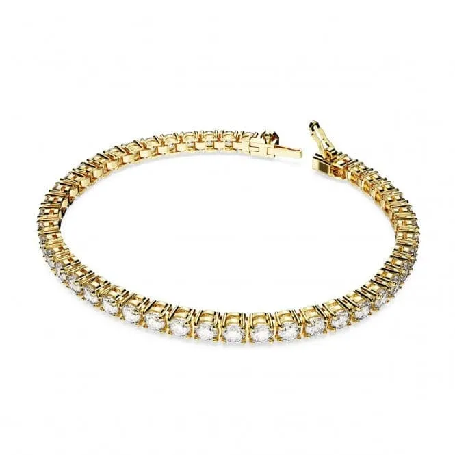 Matrix Gold-Tone Plated Round Cut White Tennis Bracelet