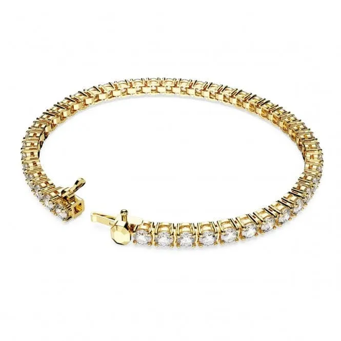 Matrix Gold-Tone Plated Round Cut White Tennis Bracelet