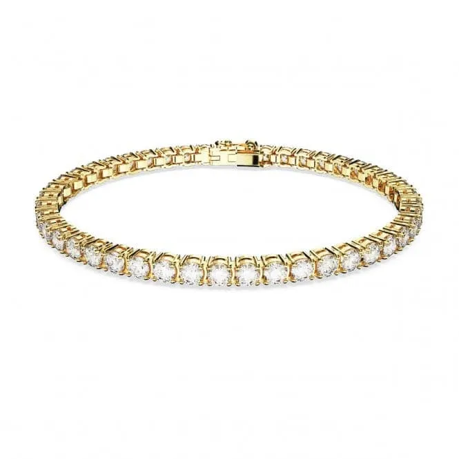 Matrix Gold-Tone Plated Round Cut White Tennis Bracelet