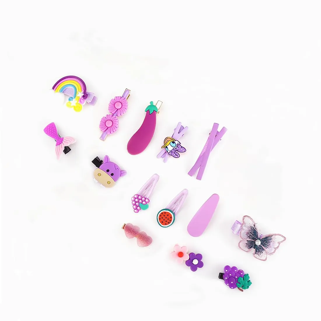 Melbees by Yellow Chimes Hair Clips for Girls Kids Hair Clip Hair Accessories For Girls Cute Characters Pretty Tiny Hair Clips for Baby Girls 14 Pcs Purple Alligator Clips for Kids