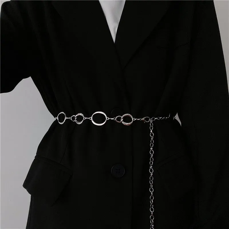 Metal Waist Chain Belt & Thin Belt for Skirt Suit Sweater Accessories