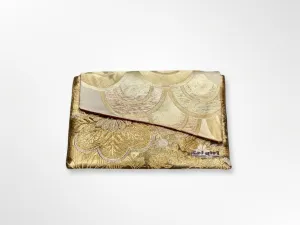 Metallic Gold Waves and Floral Clutch