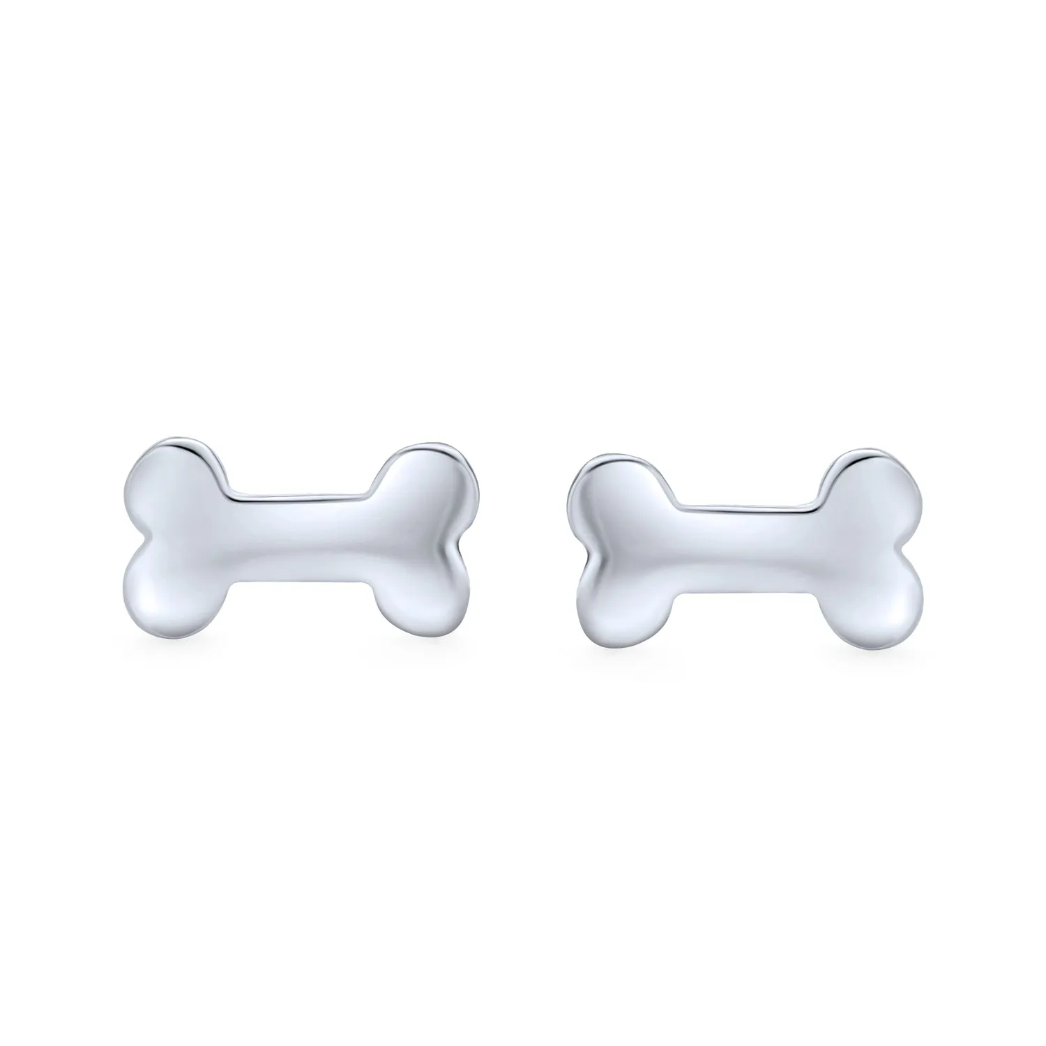 Minimalist Dog Bone Stud Earrings for Animal Lovers in Sterling Silver