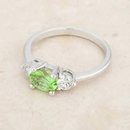 Miranna 1.2ct Peridot CZ Rhodium Classic Oval Ring