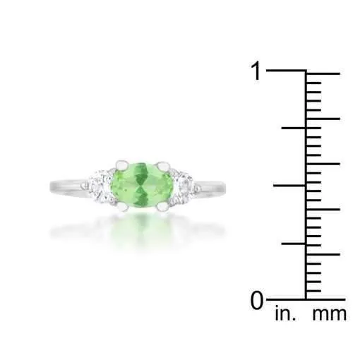 Miranna 1.2ct Peridot CZ Rhodium Classic Oval Ring