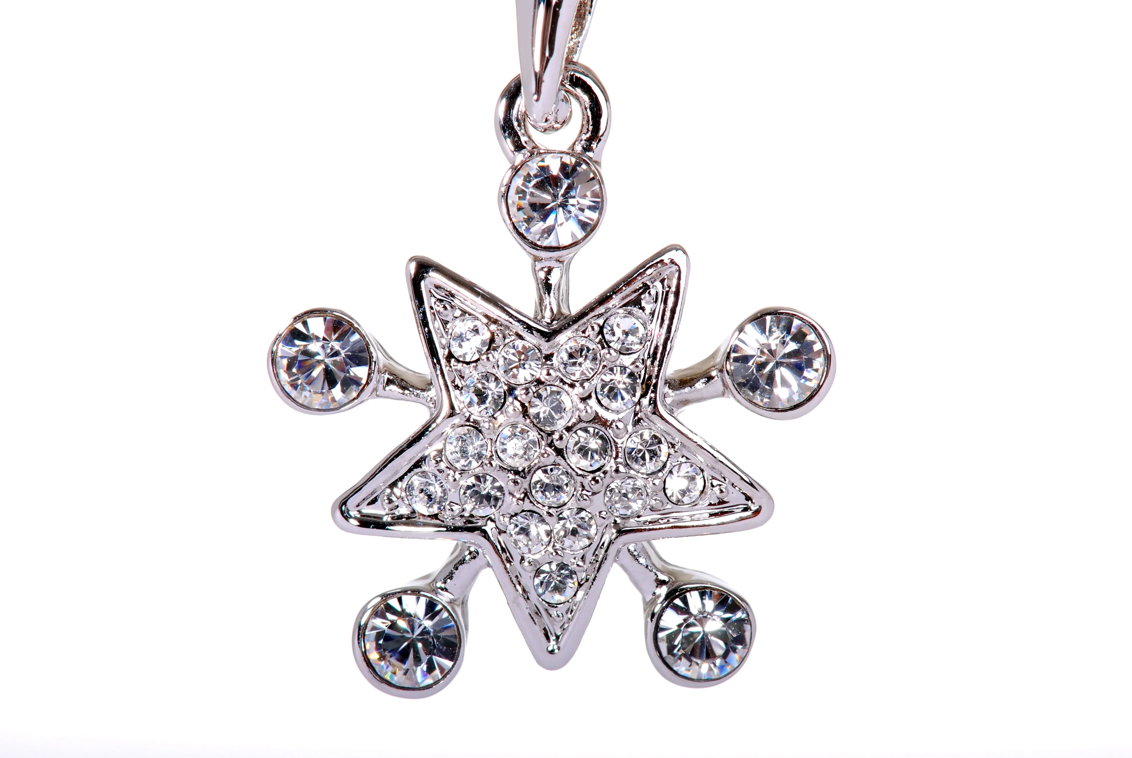 N7148 Abstract Star Rhodium Plated Swarovski Elements Pendant Necklace