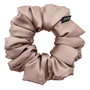 Neutral Brown Satin Silk Scrunchie