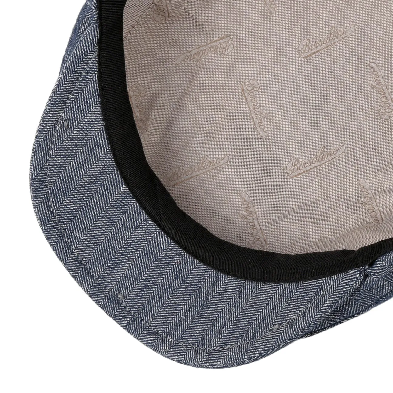 New Herringbone Linen Flat Cap by Borsalino