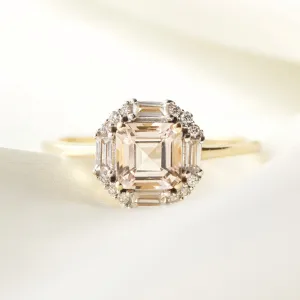 Ophelia Morganite, Sapphire and Diamond Ring