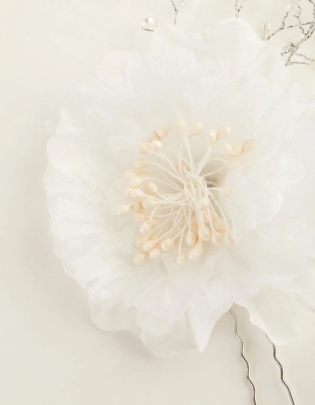 Oversized Beaded Flower Bun Pin