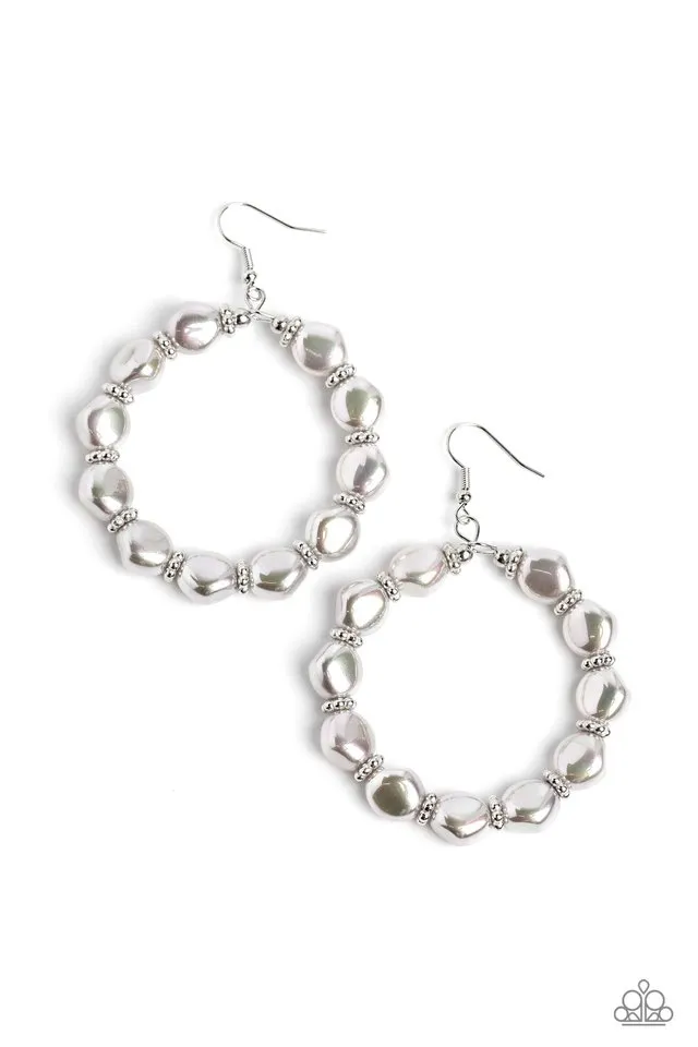 Paparazzi Earring ~ The PEARL Next Door - Silver