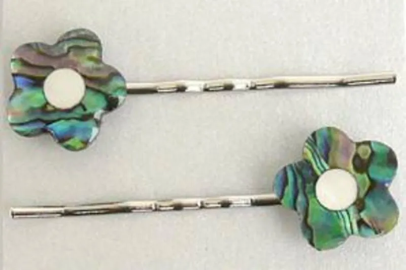 Paua Flower Hair Bobby Pins