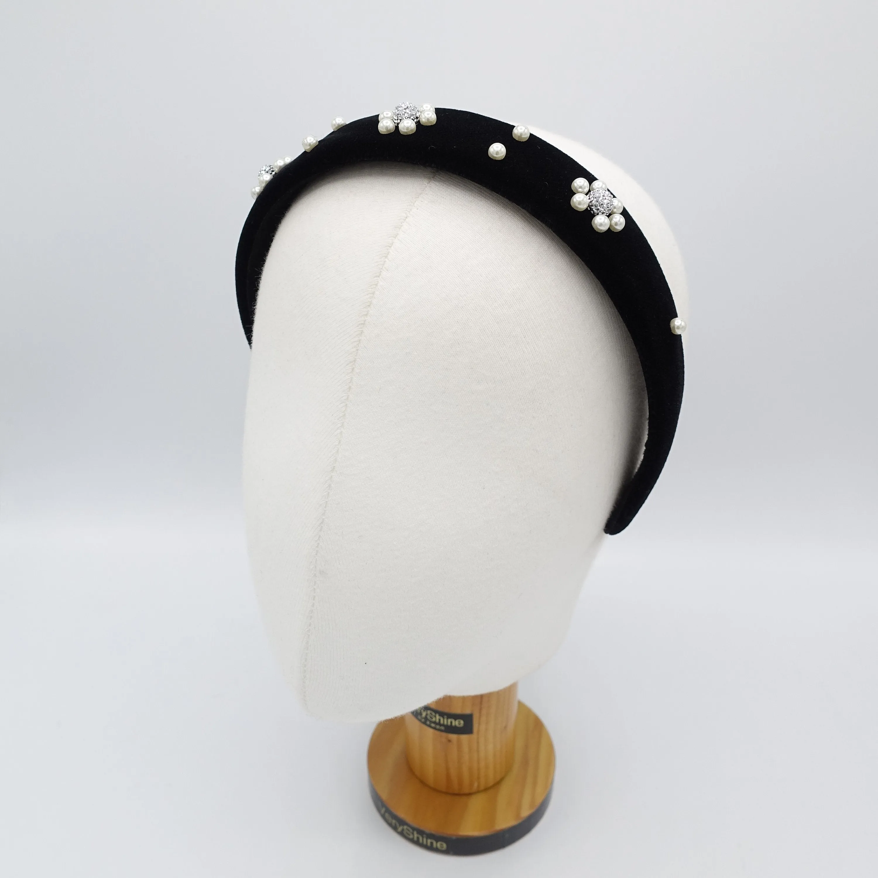 pearl luxury double velvet black fashion headband women hairband