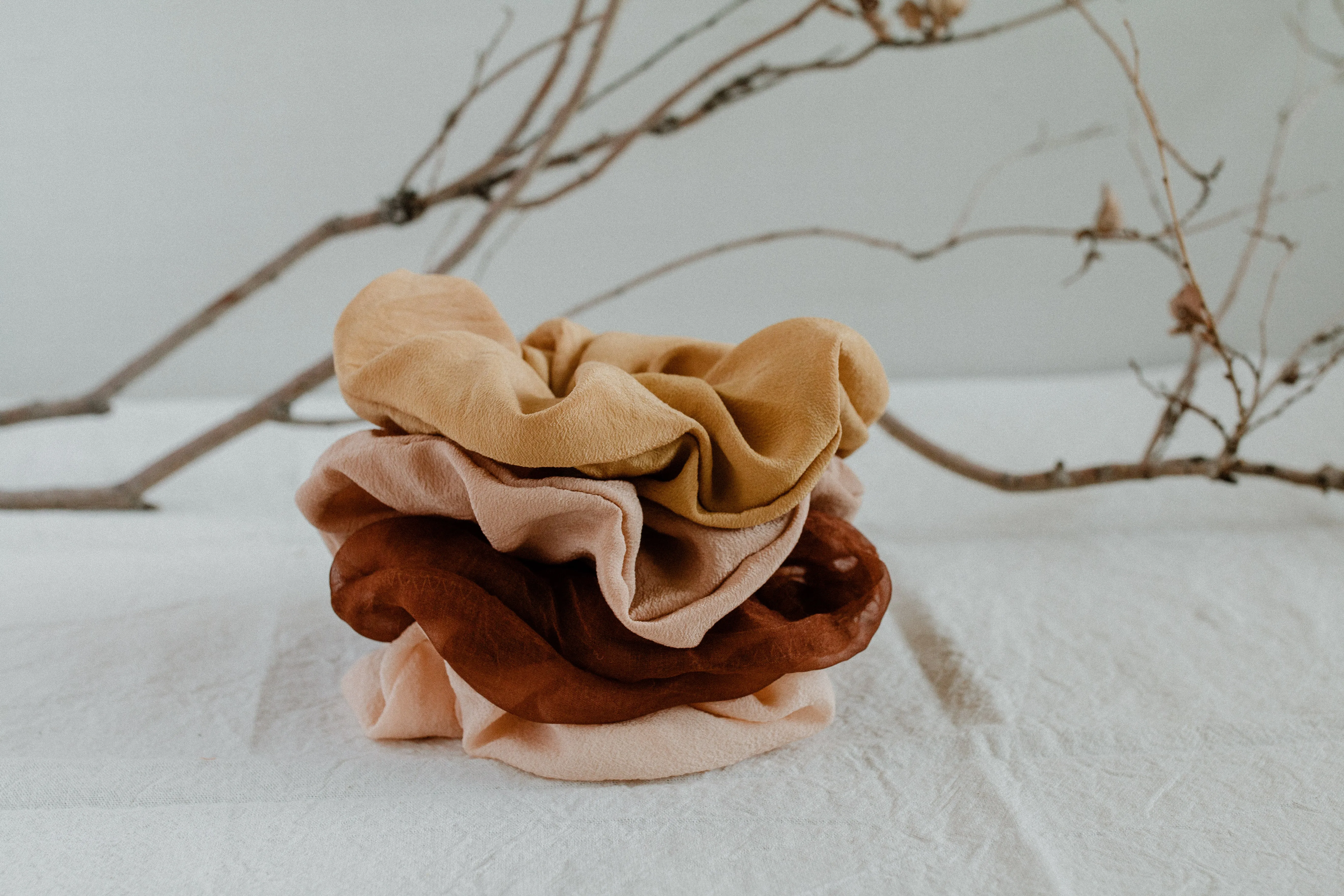 Plant Dyed Silk Scrunchies - Eco friendly gift: plastic free ties