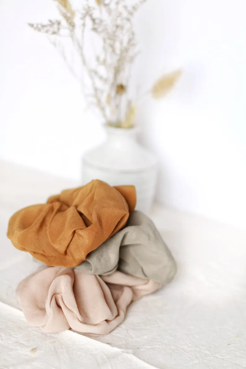 Plant Dyed Silk Scrunchies - Eco friendly gift: plastic free ties