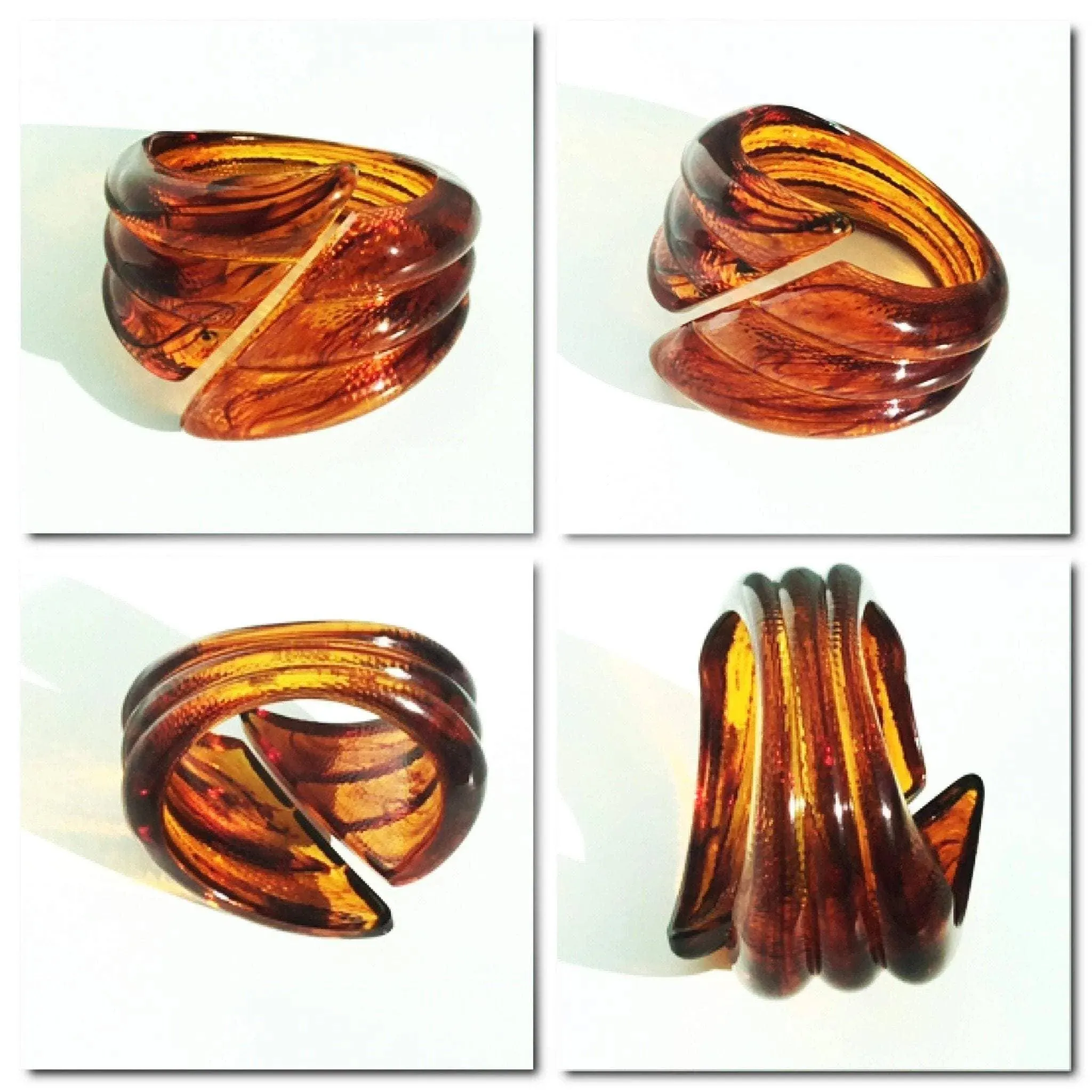 Plastic horizontal root beer spiral vintage bangle